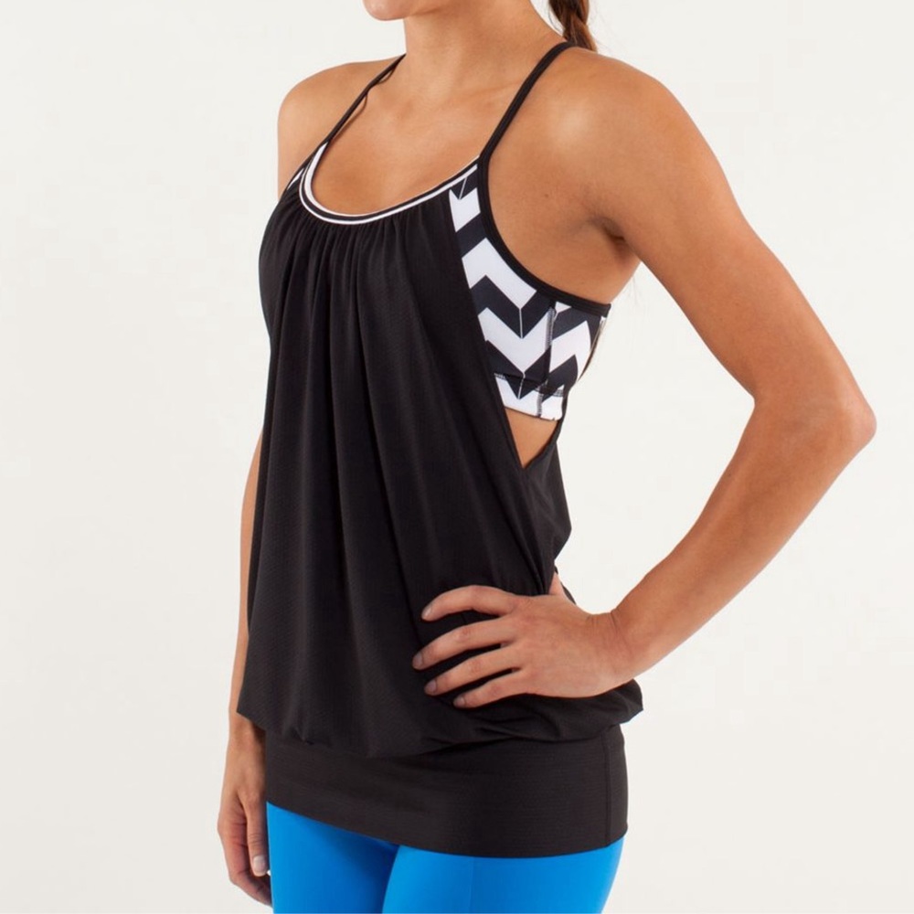 Lululemon No Limits Tank Top Arrow Chevron White Black